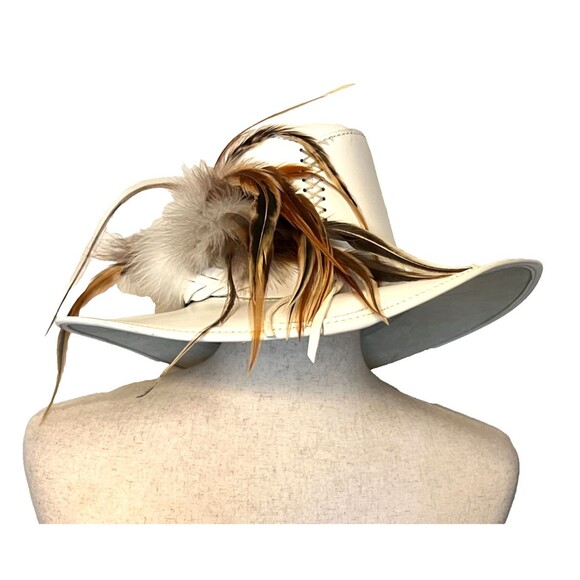 Head ’n Home Women\'s White Leather Cowboy Hat XS Bogie Feathered Braided Western main image 6